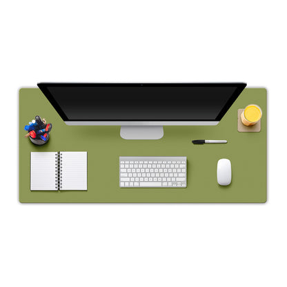 Dual-Sided Leather Desk Pad and Mouse Mat-Green and Beige