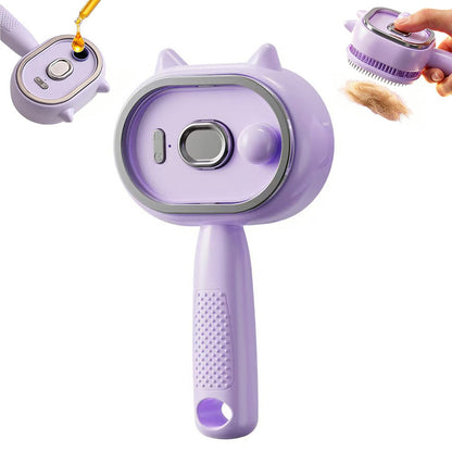 Electric Spray Hair Brush with Cat Ear Design and One Click Cleaning - Purple