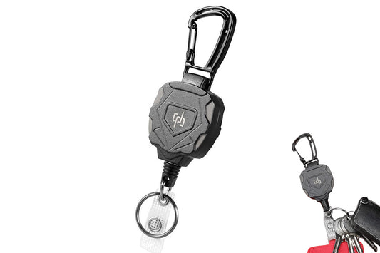 Retractable ID Badge Holder Keychain - Grey