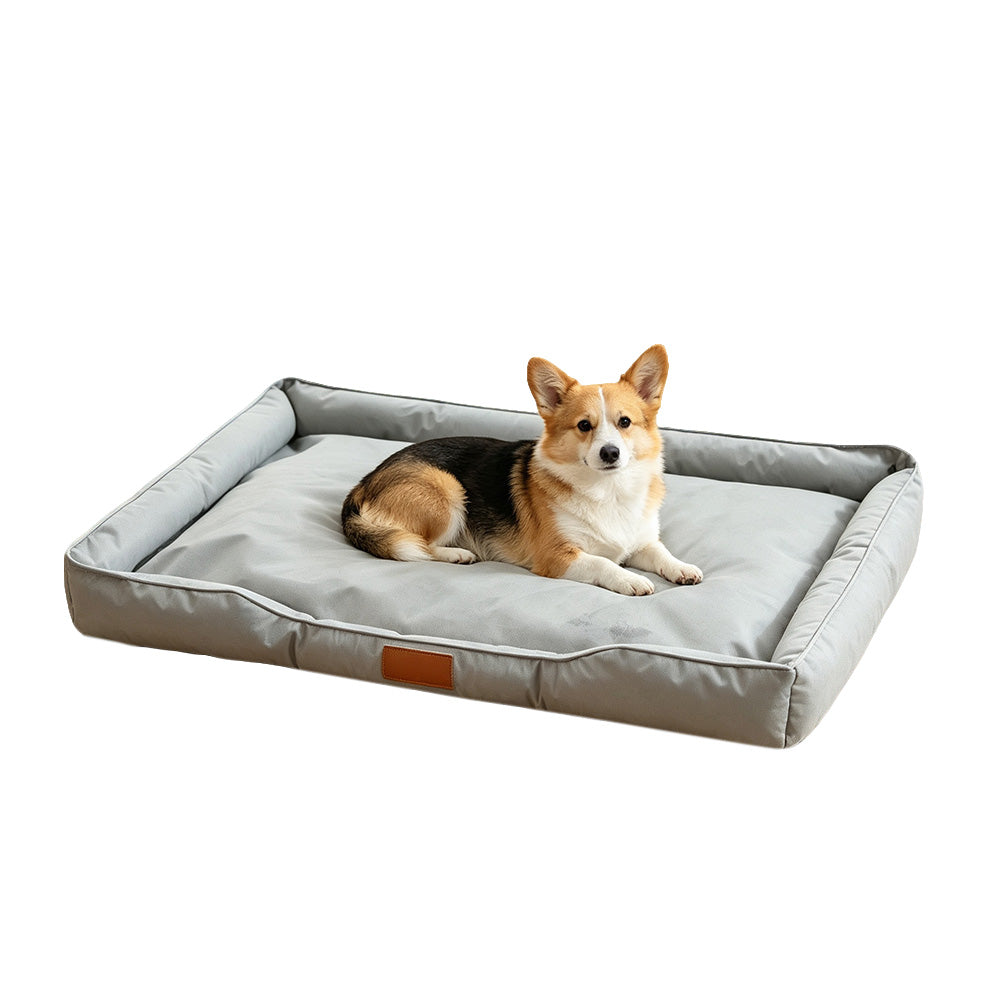 Square Raised Edge Oxford Fabric Sofa Pet Bed - Grey
