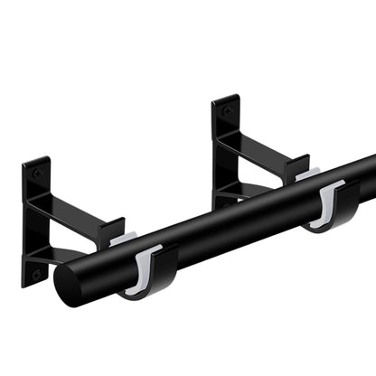 2 Piece Metal Support Curtain Rod Pole - Black