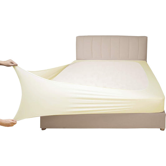Elastic Box Spring Cover Stretchy Wrap Around 4 Sides Bed Skirt for Hotel Home -Beige