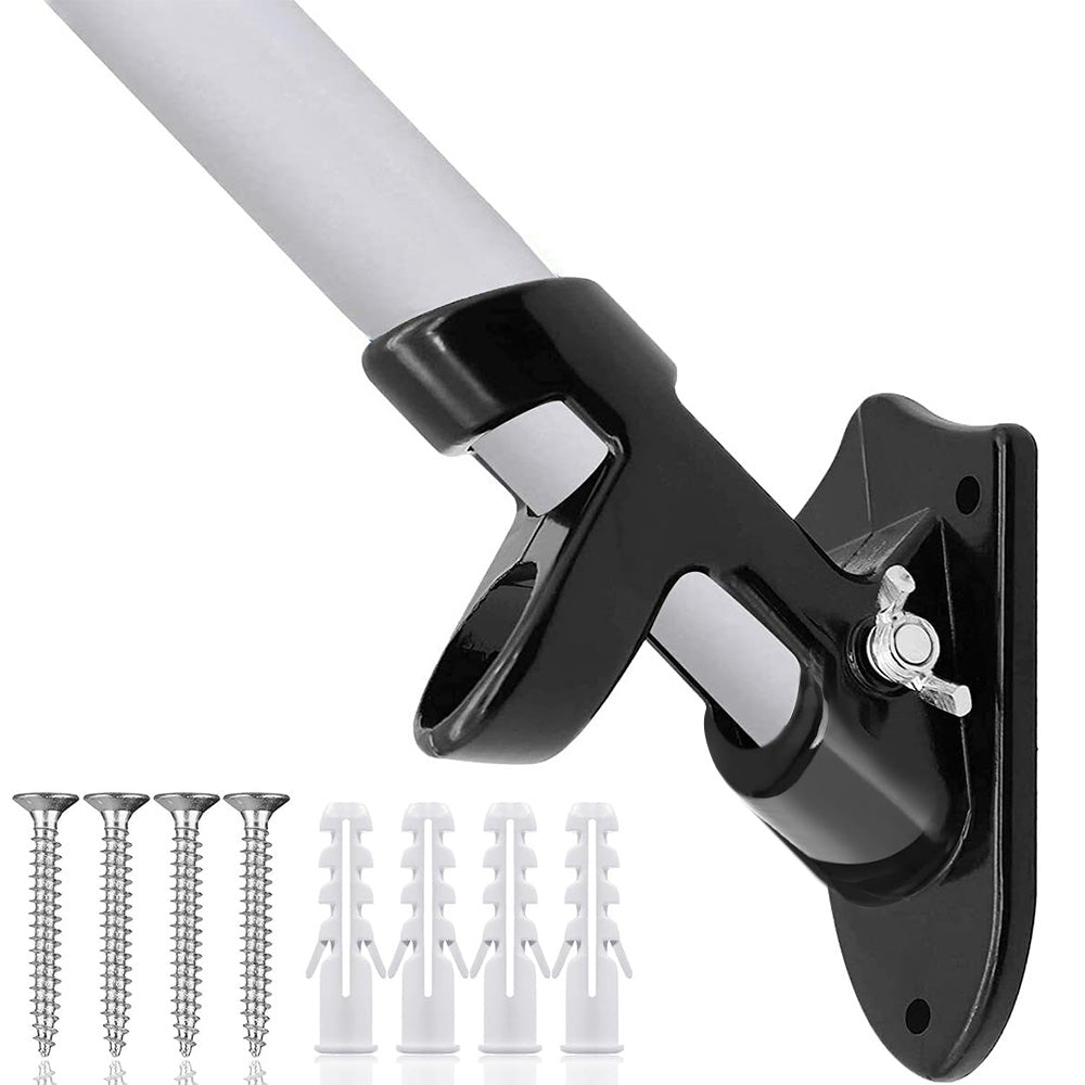 Dual Hole Adjustable Aluminum Flag Pole Wall Mount Holder - Black