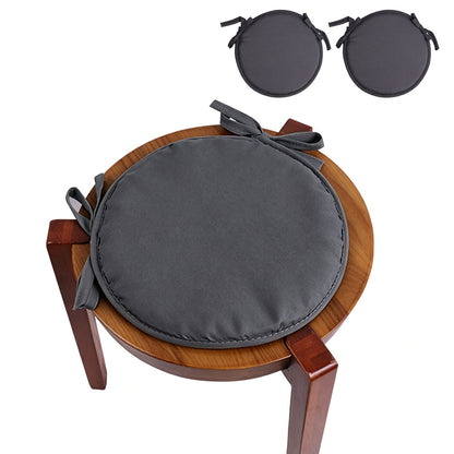 2 Pack Grey Round Sponge Chair Cushions with Ties for Stools - S