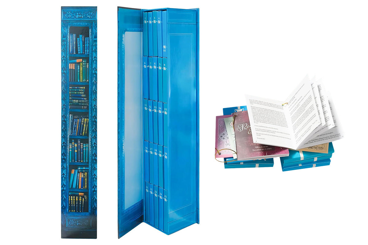 Mini Book Advent Calendar with 25 Book Ornaments for Christmas Countdown Holiday Decorations -Blue