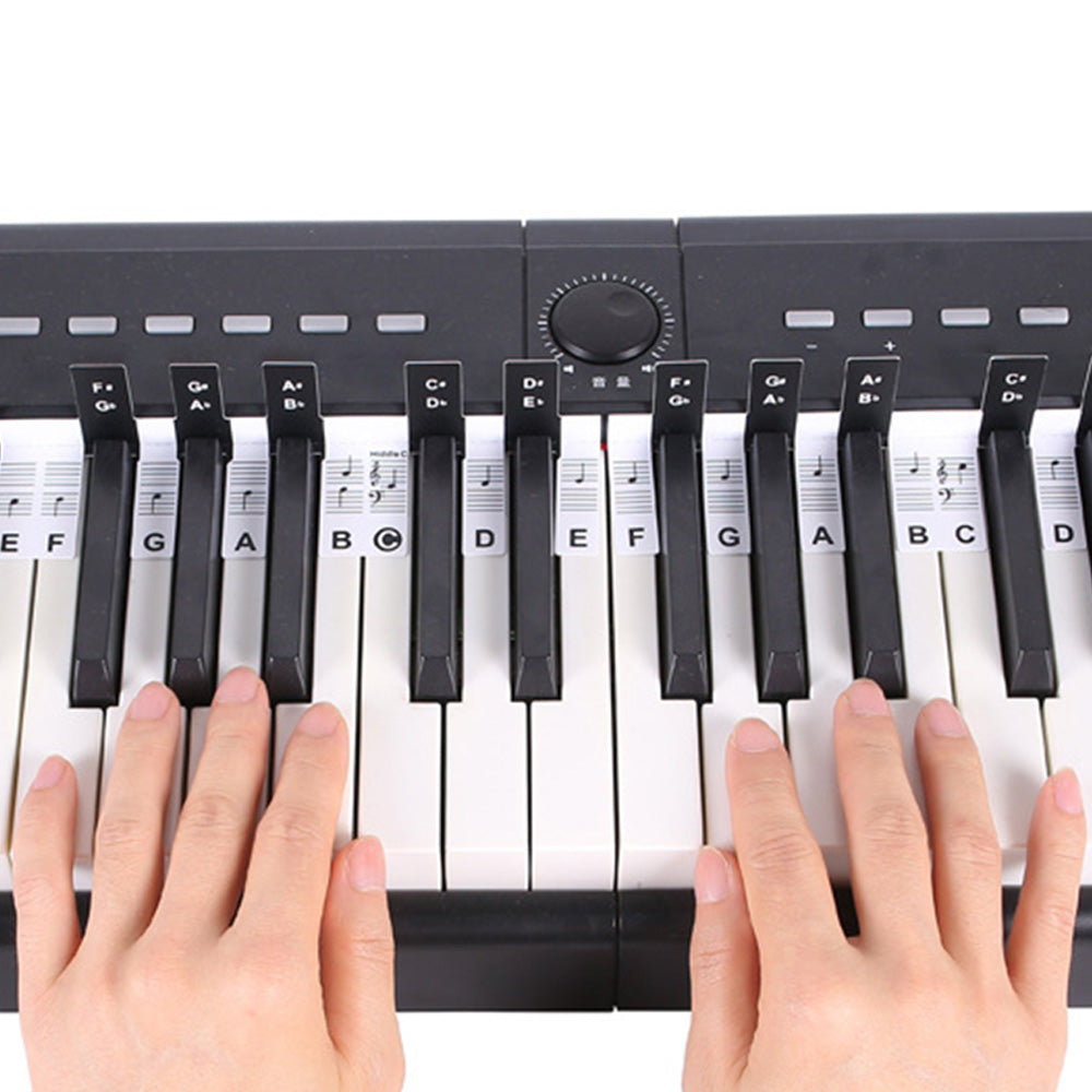 88 Key Piano Note Guide Strip with Staff and Note Names - Black