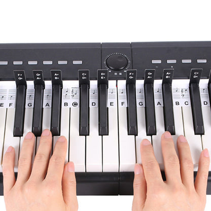 88 Key Piano Note Guide Strip with Staff and Note Names - Black