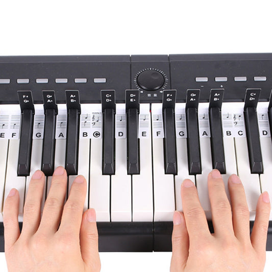 88 Key Piano Note Guide Strip with Staff and Note Names - Black