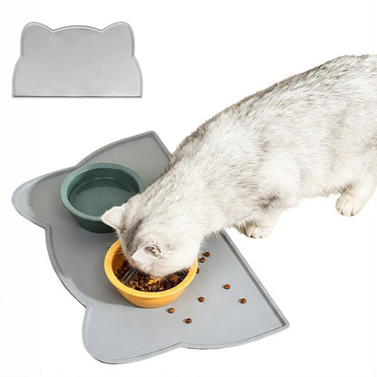 Silicone Pet Feeding Mat with Raised Spill Edge - Grey
