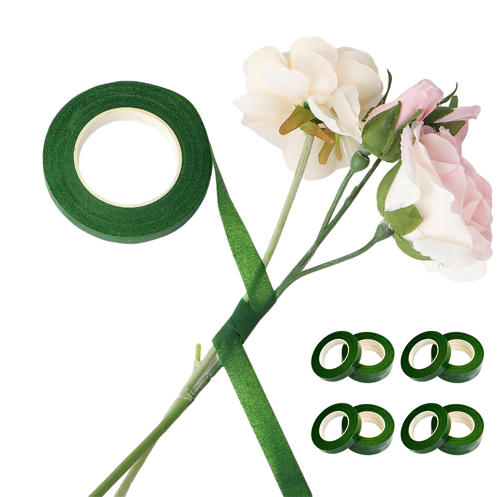 12 Piece Crepe Paper Floral Tape for Bouquet Stem Wrapping - Dark Green