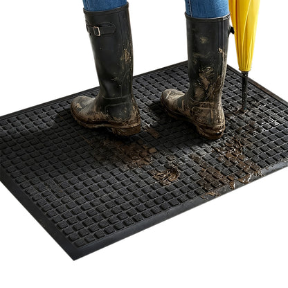 PVC Entrance Floor Mat with Slip Resistant Rubber Backing - Black