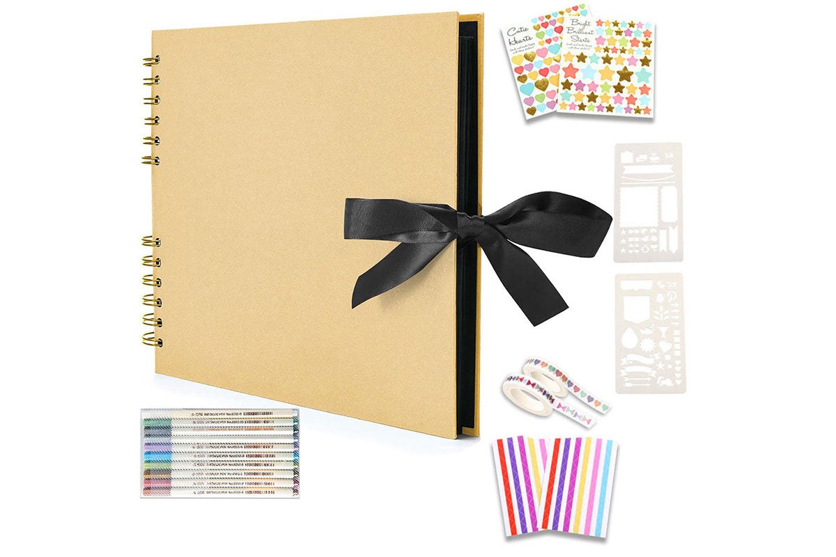 DIY Photo Album 80 Pages Black Scrapbook Set-Yellow