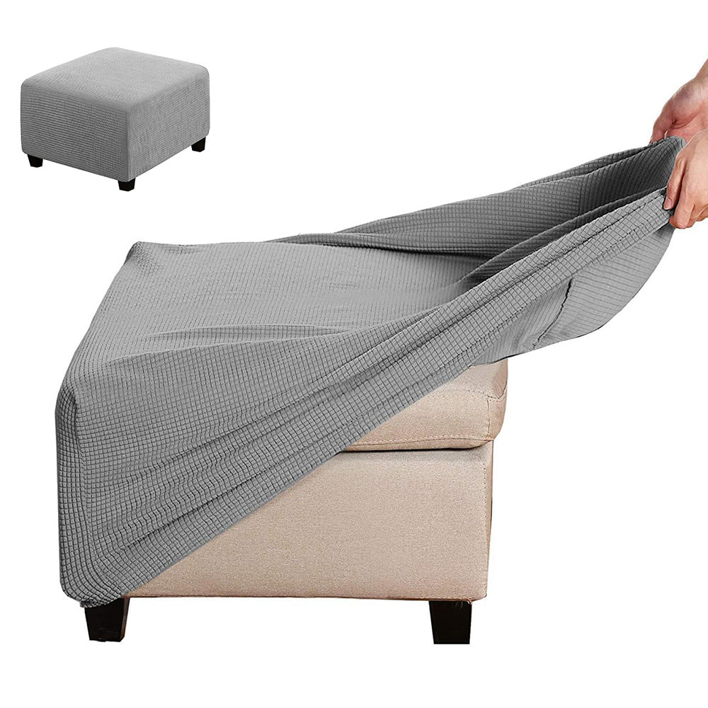 Elastic Jacquard Footrest Cover with Textured Stripes and Elastic Strap - Ligth Grey