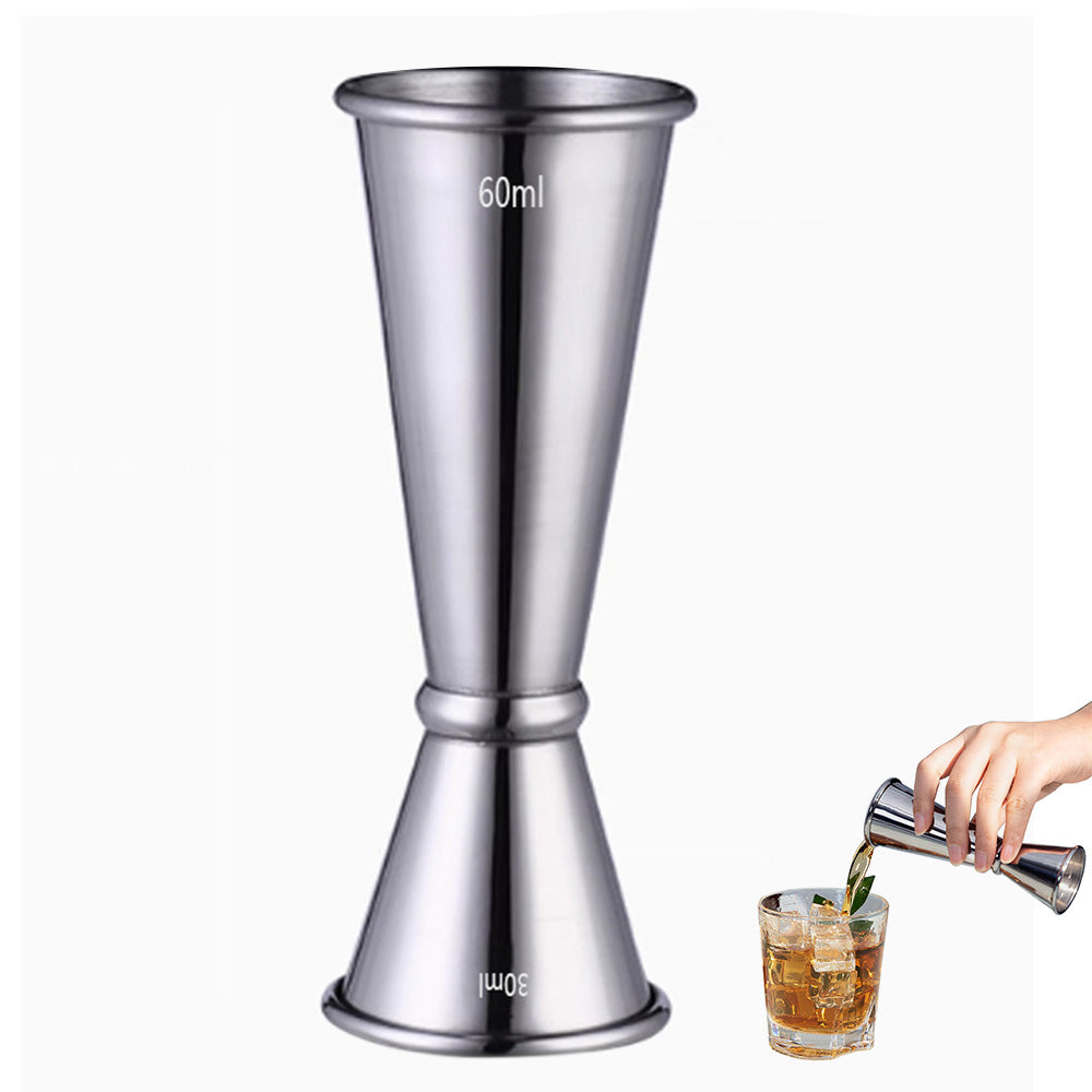 Stainless Steel Double Jigger Cocktail Bar Measuring Cup - Silver