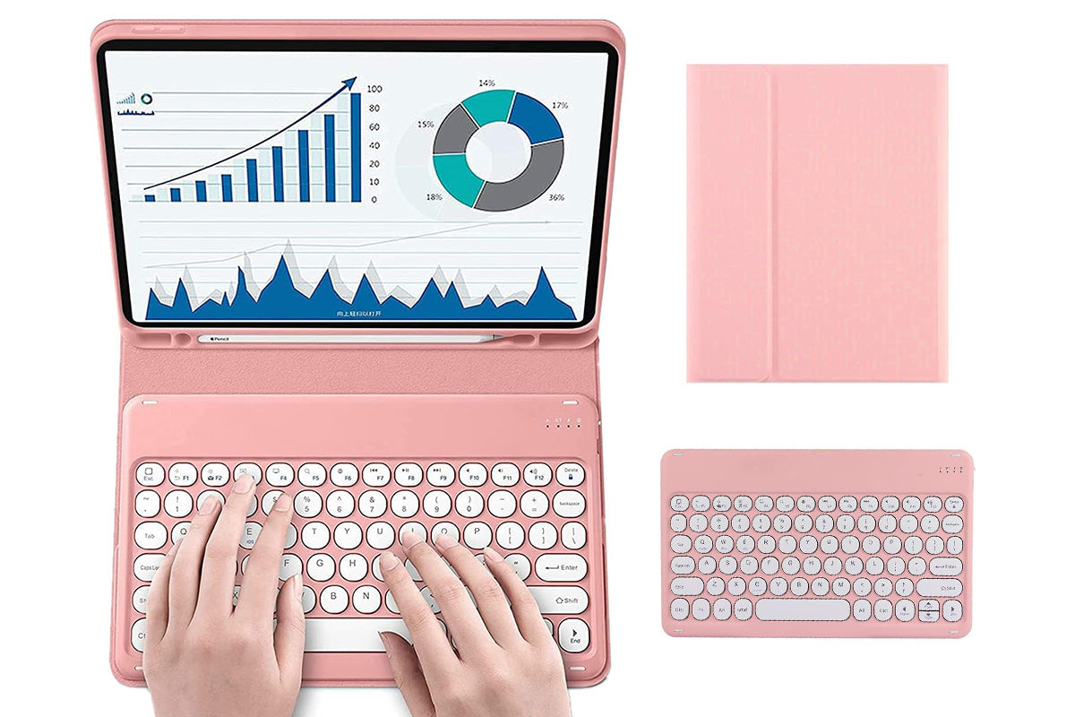 Bluetooth Touchpad for Samsung Galaxy Tab A9 / A9 Plus Detachable Keyboard -Pink