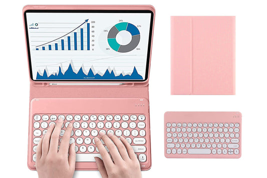 Bluetooth Touchpad for Samsung Galaxy Tab A9 / A9 Plus Detachable Keyboard -Pink
