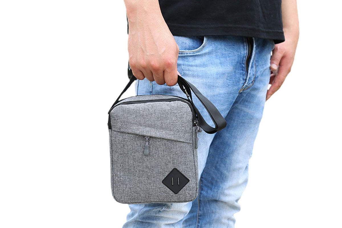Men's Oxford Crossbody Shoulder Bag with Adjustable Strap and Multi-Pocket Messenger Design-Grey