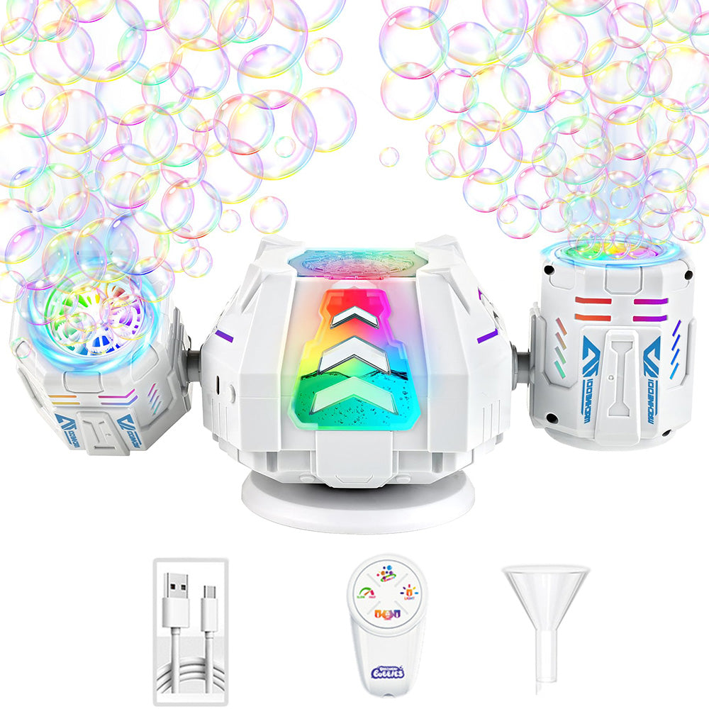 Rechargeable Bubble Machine with RGB Lights - White