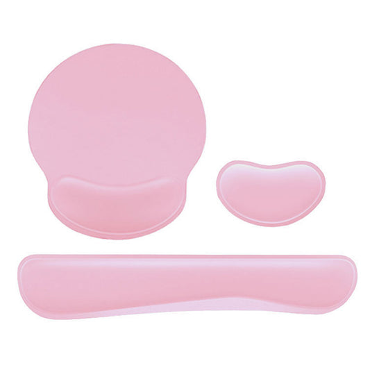 3Pcs Gaming Mouse Pad Mouse Pad with Wrist Rest Circle Curved Ergonomic Mousepad-Pink