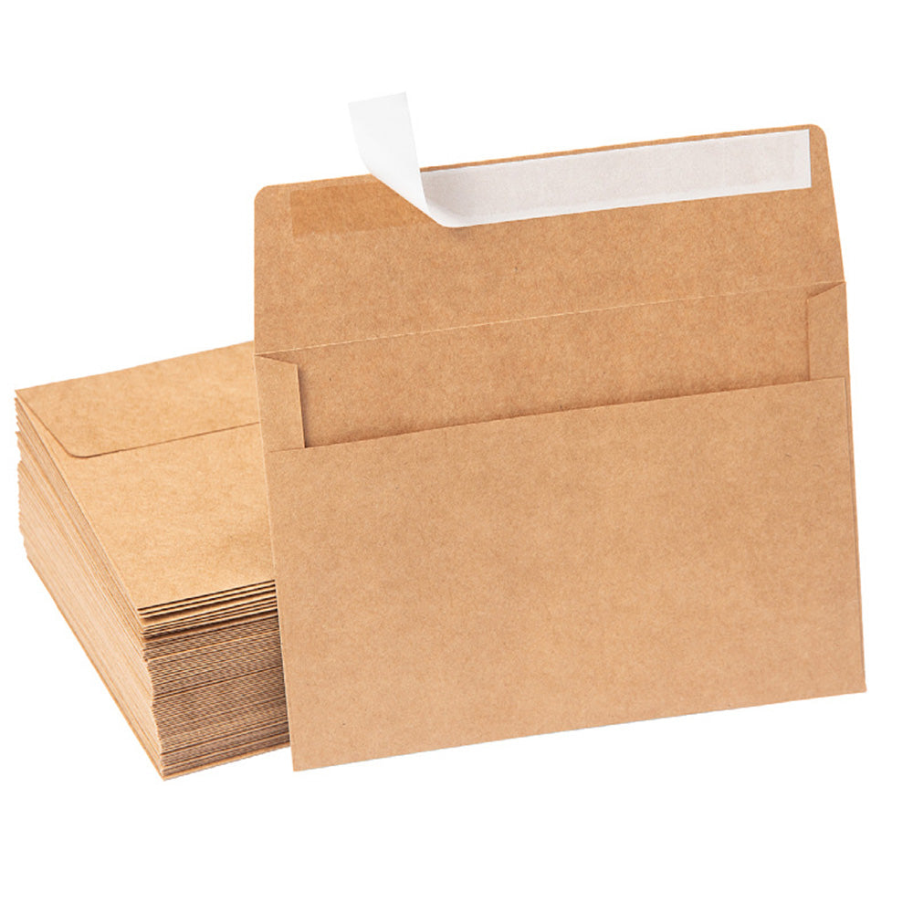 50 Pack Kraft Paper Self Adhesive Envelopes for Cards Photos - Brown