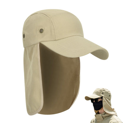 Summer Sun Hat Baseball Cap with Wide Brim and Extended Visor - Khaki
