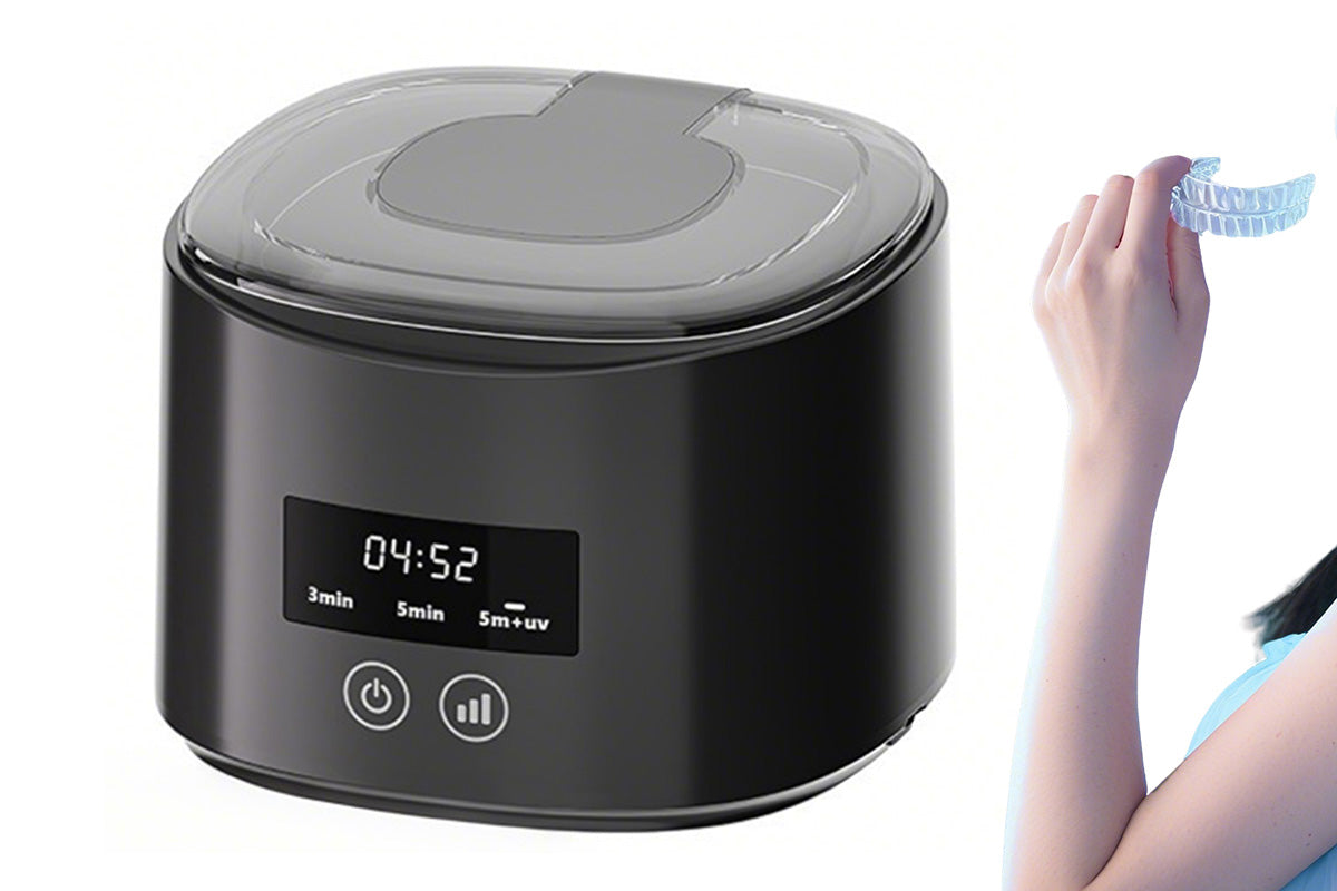 Ultrasonic Dental Cleaner Pod Retainer Mouth Guard Cleaner Black
