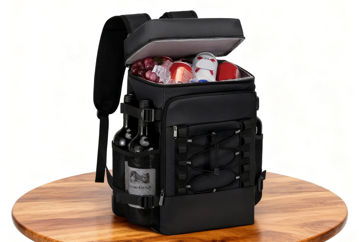 25L Insulated Cooler Backpack Freshness Preservation Backpack For Beach -Black