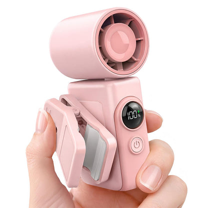 Clip On Handheld Turbo Fan with LED Display 4 Speeds and 180 Degree Tilt - Pink
