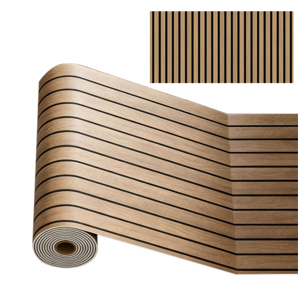 Self Adhesive PVC Slat Wall Panel with Faux Engineered Wood Grain - Gold