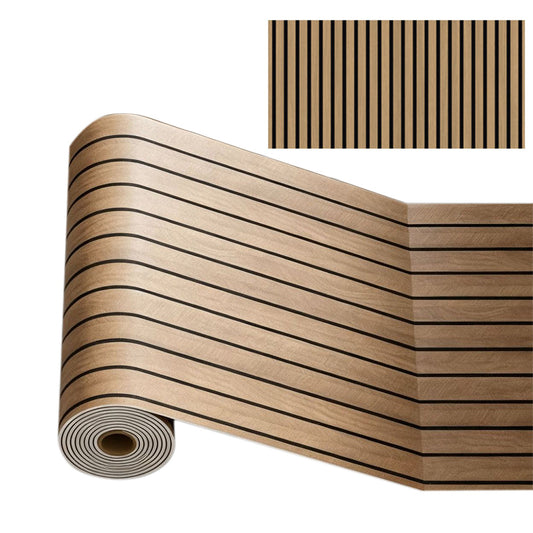 Self Adhesive PVC Slat Wall Panel with Faux Engineered Wood Grain - Gold