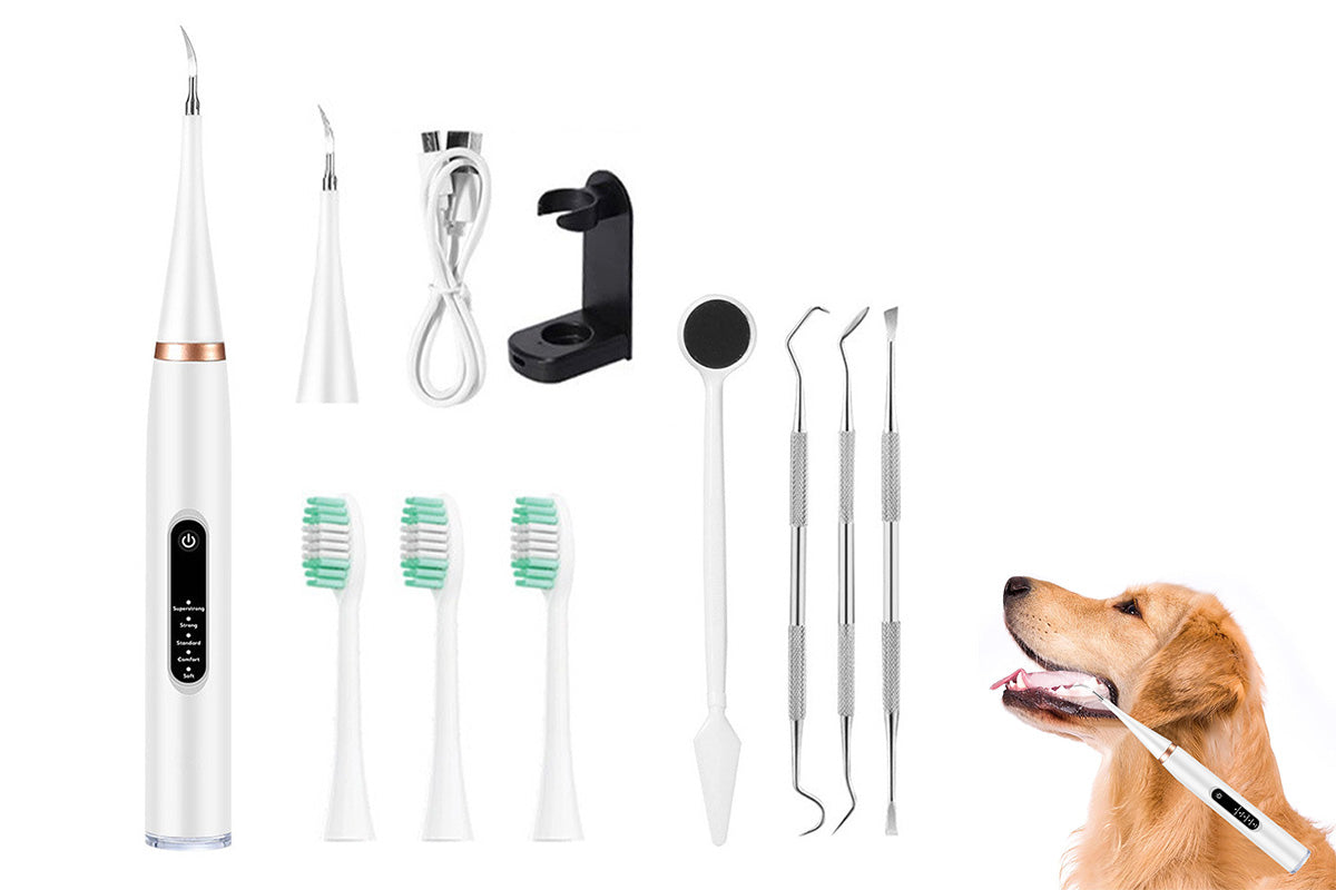 Pet Ultrasonic Tooth Cleaner Dog Plaque Tartar Stain Remover White