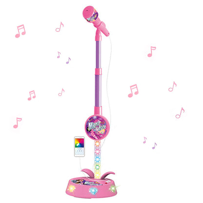 Karaoke Microphone Toy with Stand and Flashing Lights - Pink