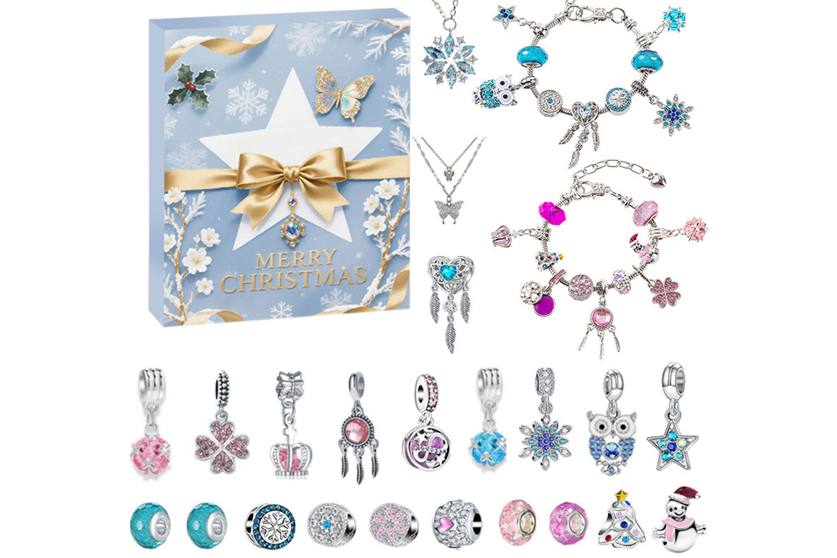 DIY Charm Bracelet Blind Box Jewelry Making Kit Holiday Birthday Gift for Little Ones Girls Teens-Blue