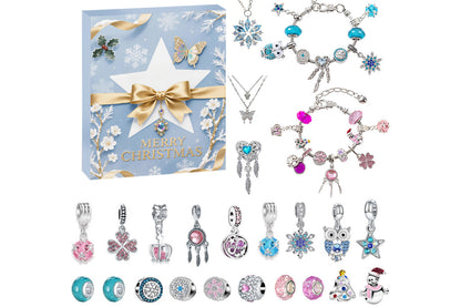 DIY Charm Bracelet Blind Box Jewelry Making Kit Holiday Birthday Gift for Little Ones Girls Teens-Blue