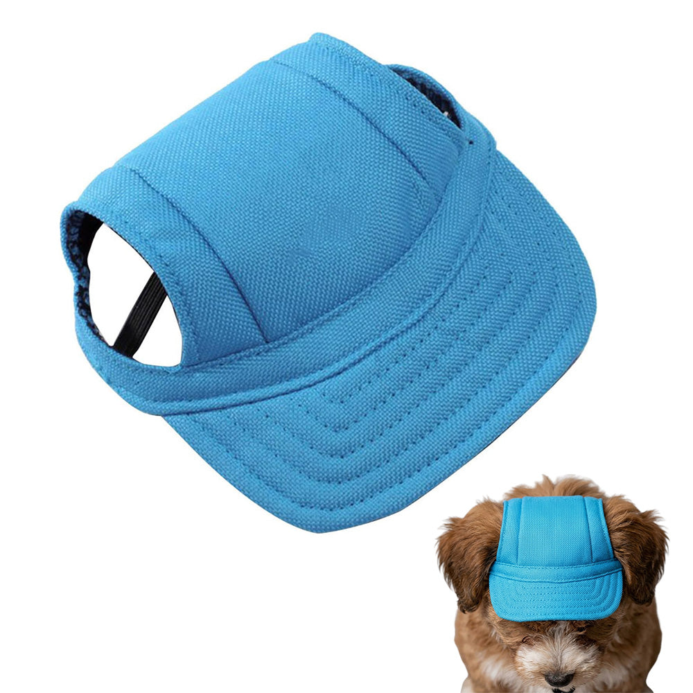 Dog Cat Pet Baseball Cap with Ear Holes and Adjustable Strap - Blue