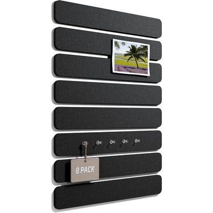 8 Piece Self Adhesive Felt Display Strips with 35 Push Pins - Black
