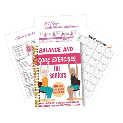 Adult 30 Day Chair Yoga Spiral Notebook Sitting Guide Book - Pink