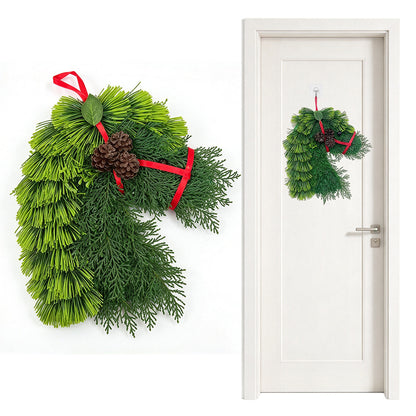 Artificial Horse Head Shaped Christmas Wreath for  Wall Decor - Style1