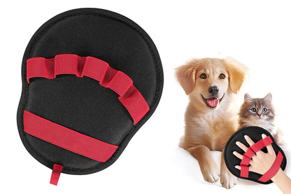 Pet Hair Removal Glove Reusable Electrostatic Grooming Mitt for Cats Dogs-Red