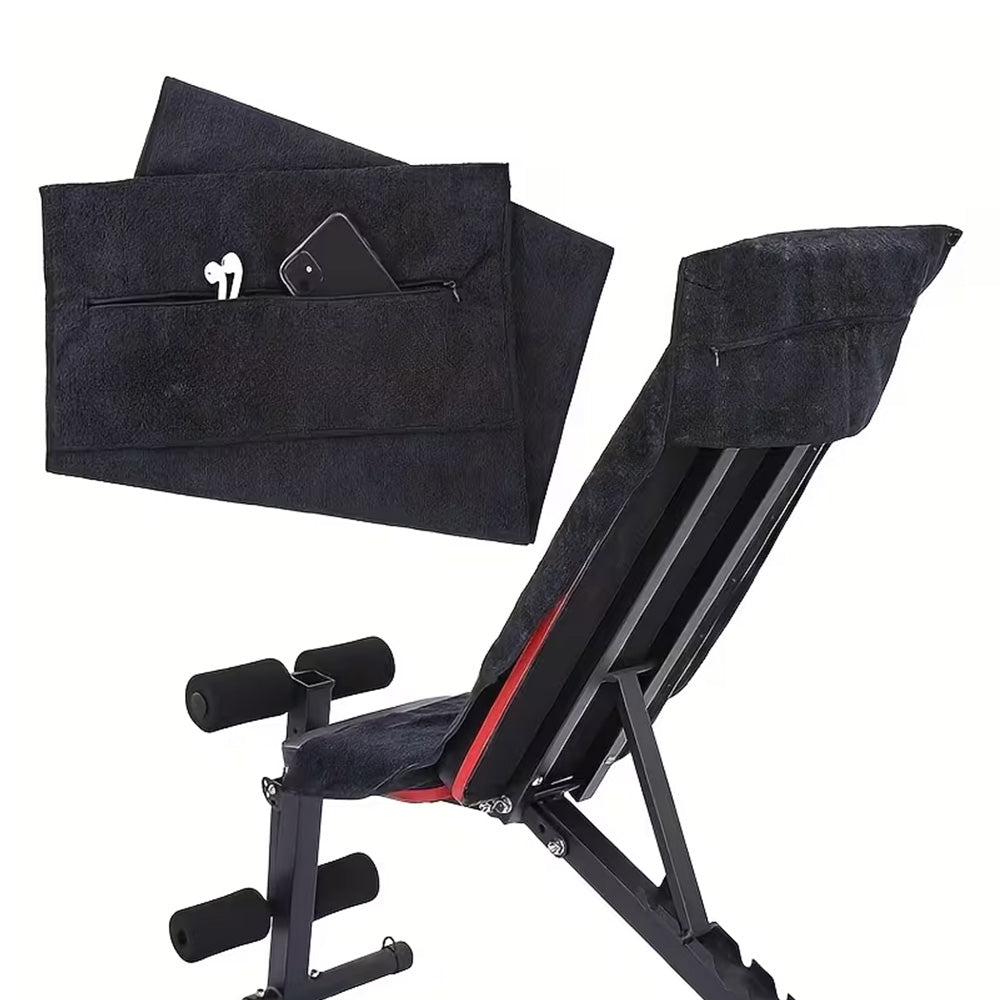 120x50cm Quick Dry Microfibre Gym Towel with Pocket - Black