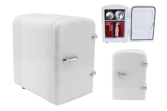 4L 6 Cans Mini Refrigerator Home Portable Mini Fridge for Drinks Bar-White