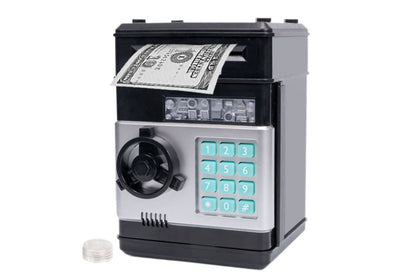 Electronic ATM Piggy Bank with Password Lock Money Coin Saving Box Toys for Little Ones Gifts -Black