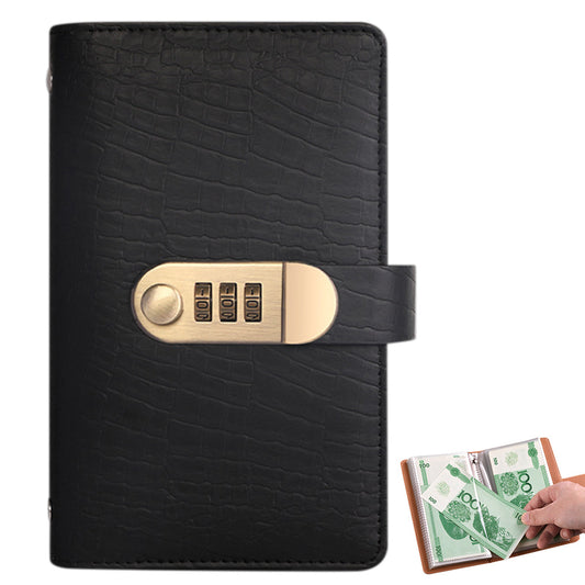 100 Envelope Savings Challenge Book with 3 Digit Combination Lock - Black