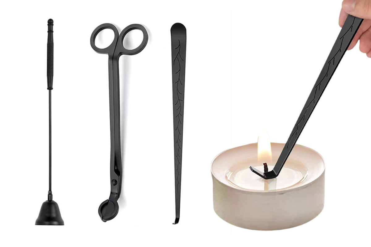 3 In 1 Candle Accessory Set Candle Wick Trimmer Cutter Candle Snuffer Extinguisher Wick Dipper-Black