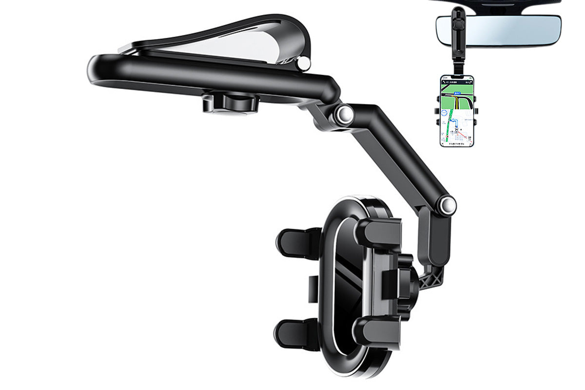 360 Rotating Car Phone Stand Multifunction Car Sun Visor Phone Holder -Black