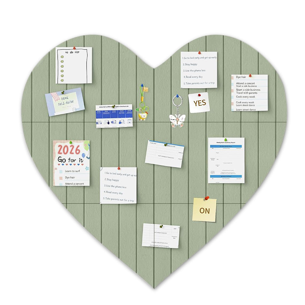 Heart Shaped Felt Photo Message Display Board - Green