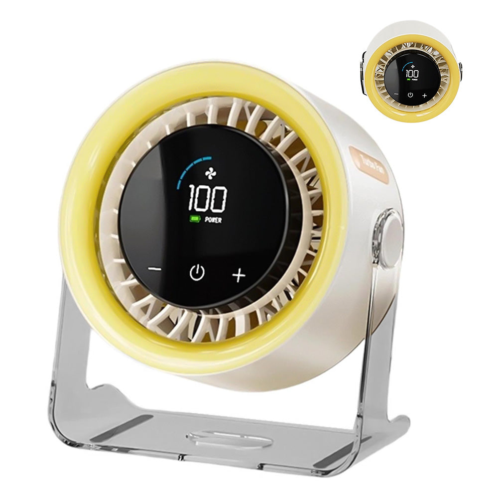 Desk Fan with 100 Speeds Display and 120 Degree Rotation - Lemon Yellow