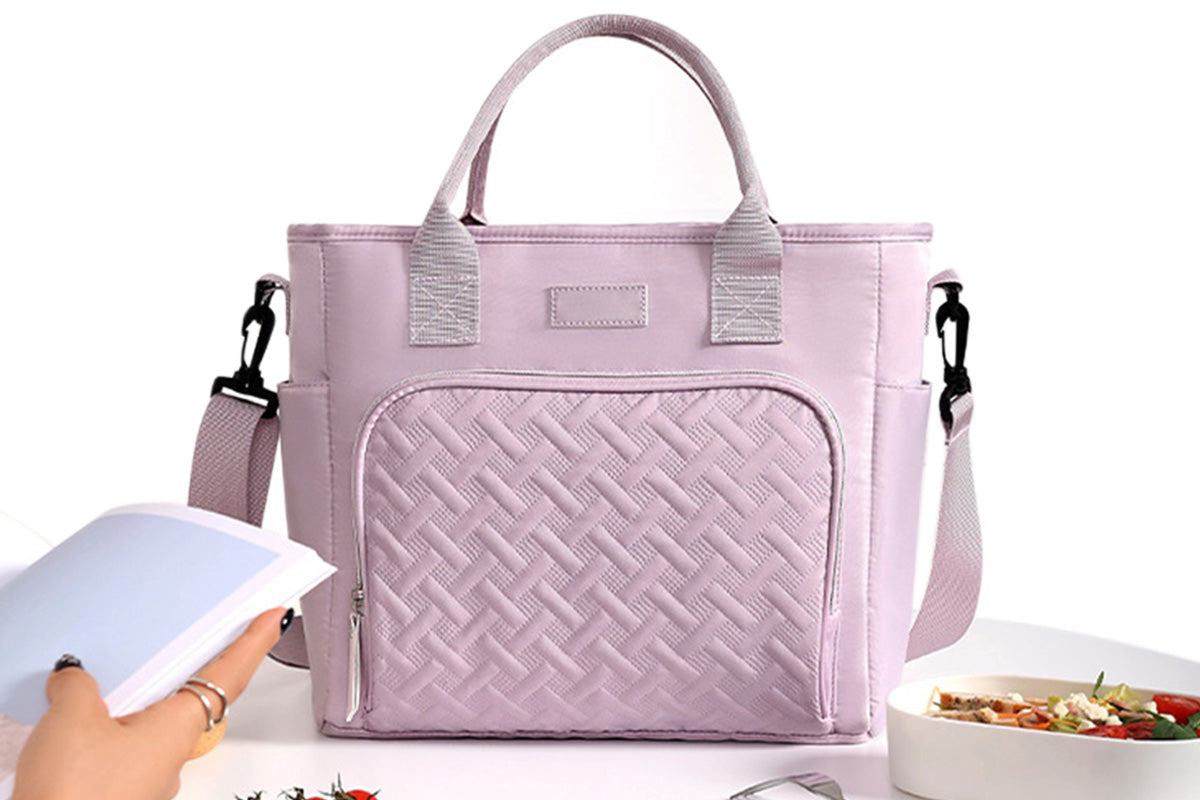 11L Large Insulated Lunch Bag Thermal Lunch Box Leakproof Cooler Tote Bag-Purple
