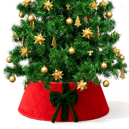 Christmas Tree Collar with Bow Holiday Tree Decor - Red