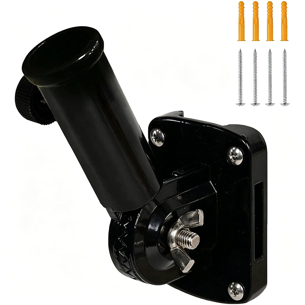 Adjustable Wall Mount Flag Pole Bracket for Flags - Black